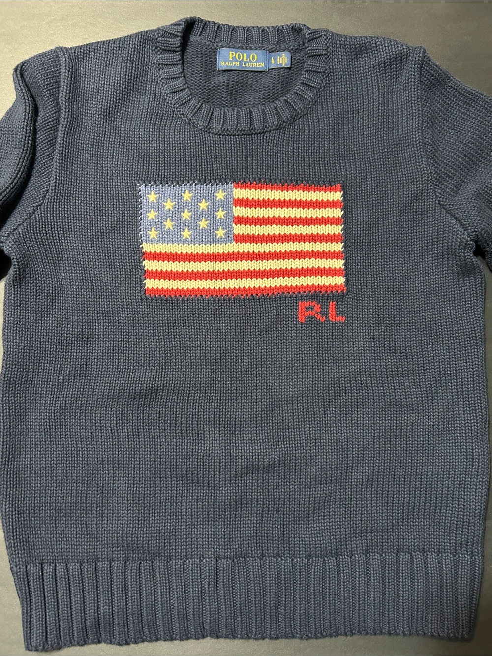 Vintage polo Ralph Lauren women’s Navy Crewneck Sweater with American Flag - Picture 11 of 16